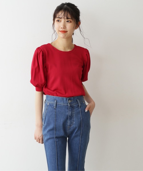 FREE'S MART（フリーズマート）の「◆前後2Way半袖パフスリーブカーデイガン（ニット/セーター・レディース・ブラック/ベージュ/レッド・FREE）」の14枚目の写真