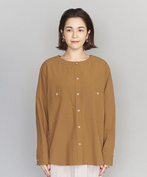 BEAUTY&YOUTH UNITED ARROWS（ビューティーアンドユースユナイテッドアローズ）の「BY コットンノーカラーシャツ（シャツ/ブラウス・レディース・ブラウン/オフホワイト・FREE）」の9枚目の写真