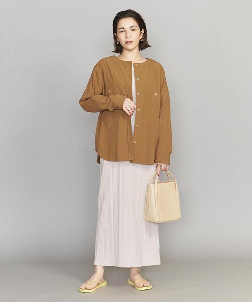 BEAUTY&YOUTH UNITED ARROWS（ビューティーアンドユースユナイテッドアローズ）の「BY コットンノーカラーシャツ（シャツ/ブラウス・レディース・ブラウン/オフホワイト・FREE）」の4枚目の写真