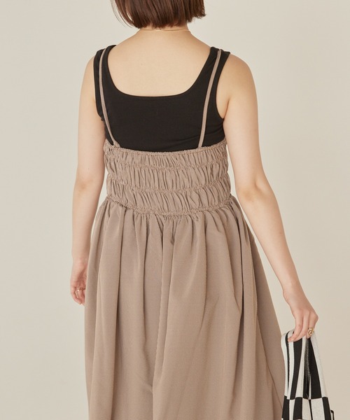 mikke（ミッケ）の「レトロチェック２WAYシャーリングキャミワンピース（ワンピース・レディース・ブラック/ブラウン/グリーン・FREE）」の17枚目の写真