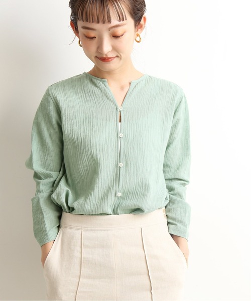 SLOBE IENA（スローブイエナ）の「綿麻クレープクルーネック