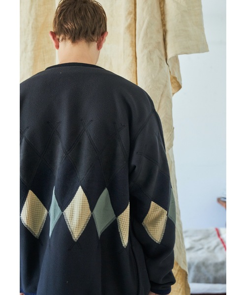 AlexanderLeeChang（アレキサンダーリーチャン）の「ARGYLE FLEECE CARDIGAN 21（カーディガン/ボレロ・メンズ・ブラック/サンドベージュ・2/3）」の9枚目の写真