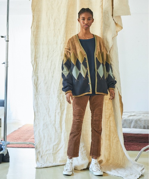 AlexanderLeeChang（アレキサンダーリーチャン）の「ARGYLE FLEECE CARDIGAN 21（カーディガン/ボレロ・メンズ・ブラック/サンドベージュ・2/3）」の3枚目の写真