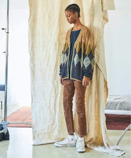 AlexanderLeeChang（アレキサンダーリーチャン）の「ARGYLE FLEECE CARDIGAN 21（カーディガン/ボレロ・メンズ・ブラック/サンドベージュ・2/3）」の5枚目の写真