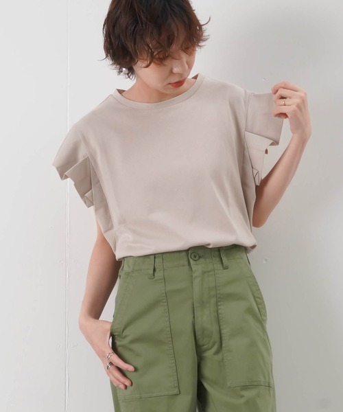 malla（マーラ）の「malla マーラ タックスリーブT（Tシャツ/カットソー・レディース・チャコールグレー/カーキ/ライトベージュ・FREE）」の3枚目の写真