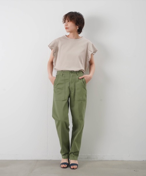 malla（マーラ）の「malla マーラ タックスリーブT（Tシャツ/カットソー・レディース・チャコールグレー/カーキ/ライトベージュ・FREE）」の9枚目の写真