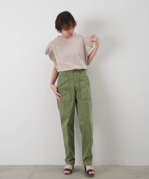 malla（マーラ）の「malla マーラ タックスリーブT（Tシャツ/カットソー・レディース・チャコールグレー/カーキ/ライトベージュ・FREE）」の10枚目の写真