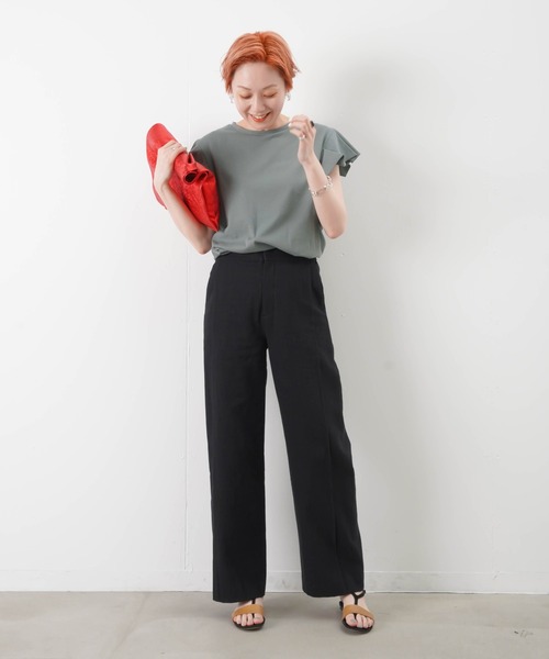 malla（マーラ）の「malla マーラ タックスリーブT（Tシャツ/カットソー・レディース・チャコールグレー/カーキ/ライトベージュ・FREE）」の14枚目の写真