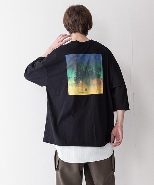 UNIIT(ユニット)の「【UNIIT】ドライフラワーバックプリントグラフィックルーズプリントTシャツ(Tシャツ/カットソー・メンズ・ホワイト/ブラック/その他1/その他2/その他3/その他4/ホワイト系その他/ブラック系その他・MEDIUM/LARGE)」の4枚目の写真
