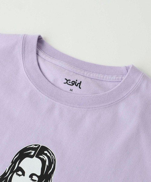 X-girl（エックスガール）の「FACE L/S TEE（Tシャツ/カットソー・レディース・ホワイト/ベージュ/チャコール/ライトパープル・S/XL/L/M）」の14枚目の写真
