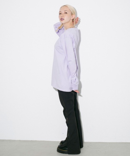 X-girl（エックスガール）の「FACE L/S TEE（Tシャツ/カットソー・レディース・ホワイト/ベージュ/チャコール/ライトパープル・S/XL/L/M）」の18枚目の写真