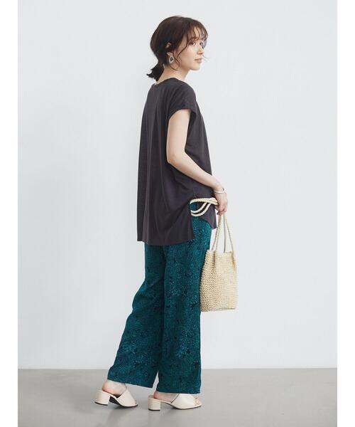 Green　Parks（グリーンパークス）の「麻ブレンドフレンチスリーブプルオーバー＊（Tシャツ/カットソー・レディース・ベージュ/キャメル/チャコールグレー/イエロー/サックスブルー/オフホワイト・FREE）」の8枚目の写真