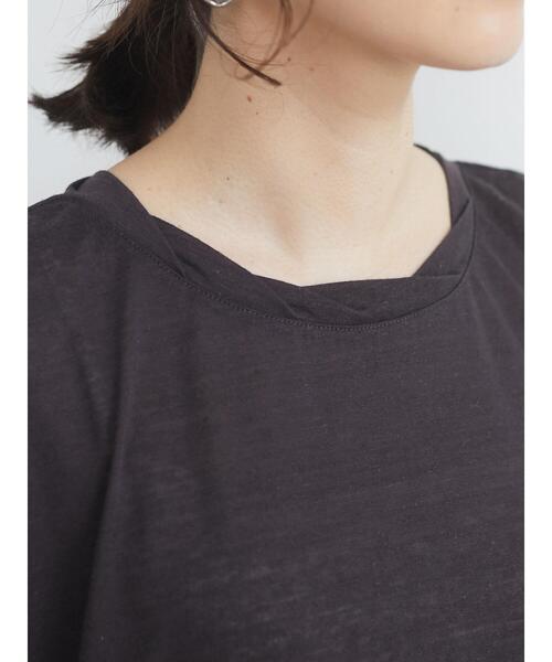 Green　Parks（グリーンパークス）の「麻ブレンドフレンチスリーブプルオーバー＊（Tシャツ/カットソー・レディース・ベージュ/キャメル/チャコールグレー/イエロー/サックスブルー/オフホワイト・FREE）」の12枚目の写真