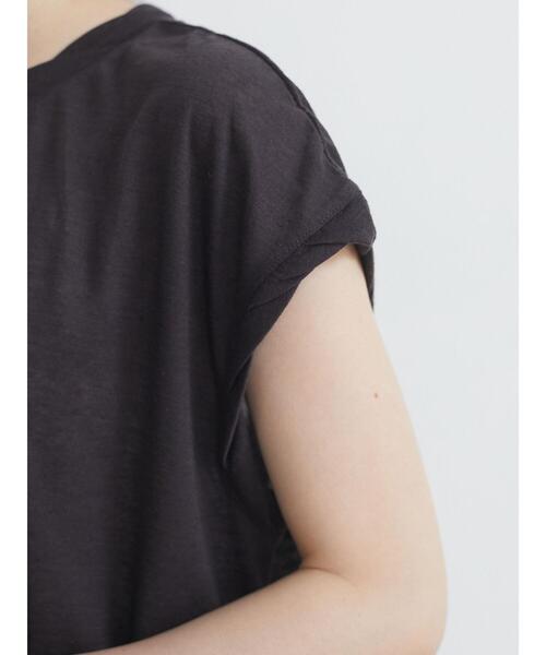 Green　Parks（グリーンパークス）の「麻ブレンドフレンチスリーブプルオーバー＊（Tシャツ/カットソー・レディース・ベージュ/キャメル/チャコールグレー/イエロー/サックスブルー/オフホワイト・FREE）」の13枚目の写真