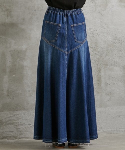 GEVS.（ジェイヴィス）の「バックフレアロングデニムスカート ＜大きいサイズ有＞GEVS.（デニムスカート・レディース・ブラック系/ブルー系・6L/5L/LL/3L/4L/L/M）」の12枚目の写真