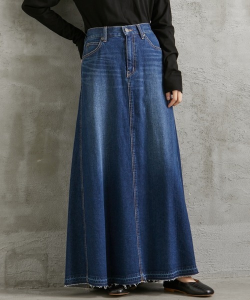 GEVS.（ジェイヴィス）の「バックフレアロングデニムスカート ＜大きいサイズ有＞GEVS.（デニムスカート・レディース・ブラック系/ブルー系・6L/5L/LL/3L/4L/L/M）」の10枚目の写真
