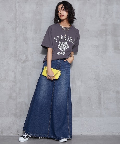 バックフレアロングデニムスカート ＜大きいサイズ有＞GEVS