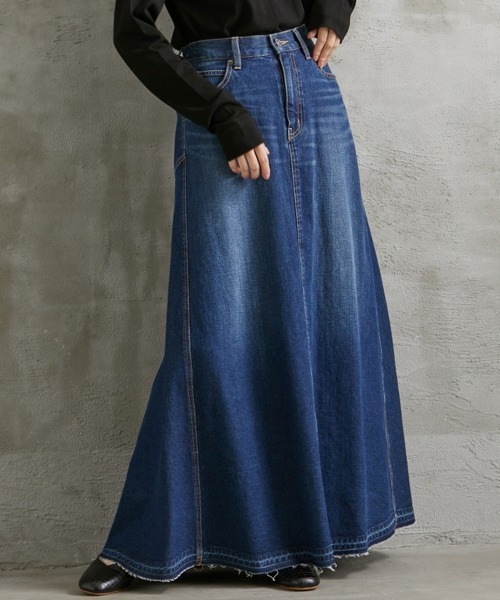 GEVS.（ジェイヴィス）の「バックフレアロングデニムスカート ＜大きいサイズ有＞GEVS.（デニムスカート・レディース・ブラック系/ブルー系・6L/5L/LL/3L/4L/L/M）」の13枚目の写真