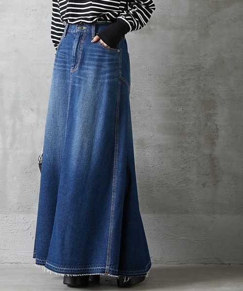 GEVS.（ジェイヴィス）の「バックフレアロングデニムスカート ＜大きいサイズ有＞GEVS.（デニムスカート・レディース・ブラック系/ブルー系・6L/5L/LL/3L/4L/L/M）」の14枚目の写真