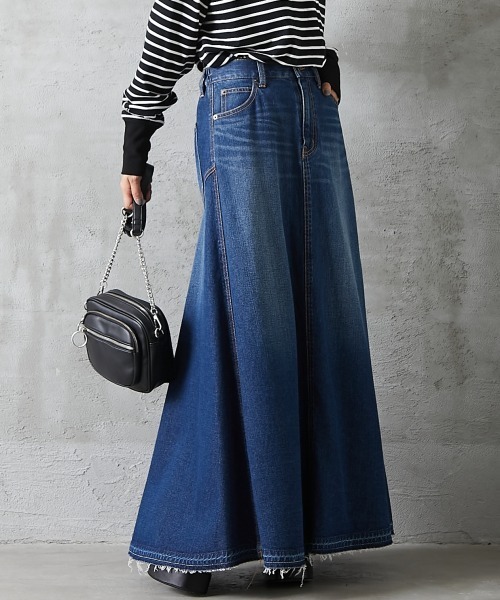 【OURDAYZ】ウェーブロングデニムスカート★WIDE Fit OURDAYZ】ウェーブロングデニムスカート☆WIDE Fit (スカート