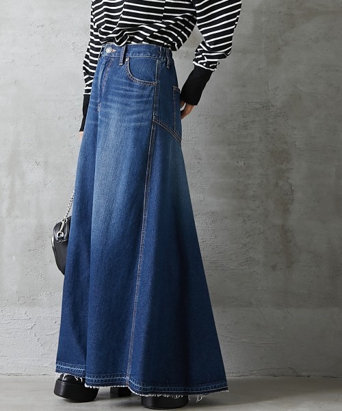 GEVS.（ジェイヴィス）の「バックフレアロングデニムスカート ＜大きいサイズ有＞GEVS.（デニムスカート・レディース・ブラック系/ブルー系・6L/5L/LL/3L/4L/L/M）」の20枚目の写真
