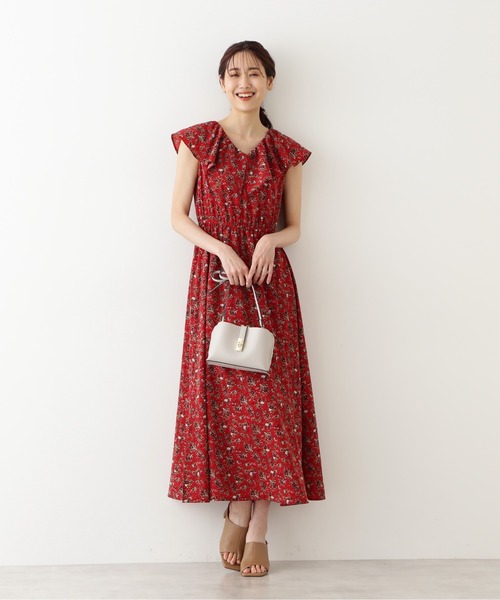 NATURAL BEAUTY BASIC（ナチュラルビューティーベーシック）の「ラッフルワンピース（ワンピース・レディース・レッド系その他/ネイビー・MEDIUM/SMALL）」の16枚目の写真