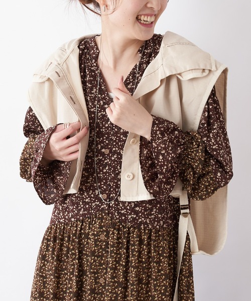 CIAOPANIC TYPY（チャオパニックティピー）の「ミリタリーショートベスト（ベスト・レディース・ベージュ/カーキ・ONE SIZE）」の3枚目の写真