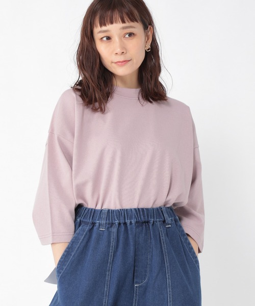 studio CLIP（スタディオクリップ）の「コットンボックスＴシャツ（Tシャツ/カットソー・レディース・スモーク/ラベンダー/オフホワイト/ベージュ・LARGE/MEDIUM）」の3枚目の写真