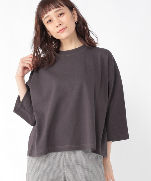 studio CLIP（スタディオクリップ）の「コットンボックスＴシャツ（Tシャツ/カットソー・レディース・スモーク/ラベンダー/オフホワイト/ベージュ・LARGE/MEDIUM）」の4枚目の写真