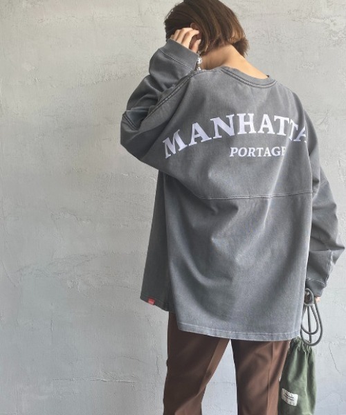 Manhattan Portage（マンハッタンポーテージ）の「[MANHATTAN PORTAGE/マンハッタンポーテージ] ヘヴィーウェイト バックプリントロンT（Tシャツ/カットソー・レディース・アイボリー/チャコール・M/L）」の2枚目の写真