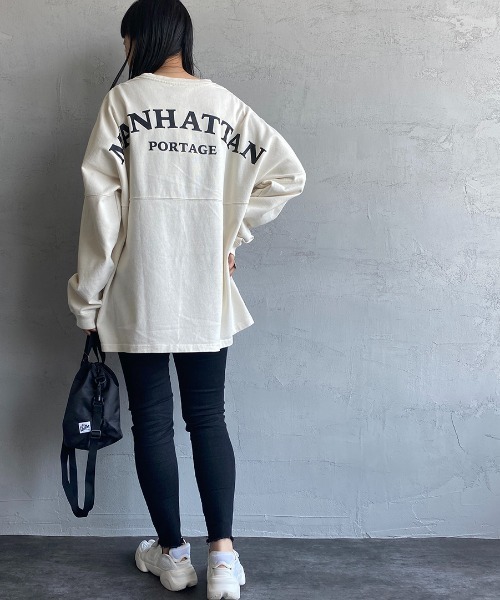 Manhattan Portage（マンハッタンポーテージ）の「[MANHATTAN PORTAGE/マンハッタンポーテージ] ヘヴィーウェイト バックプリントロンT（Tシャツ/カットソー・レディース・アイボリー/チャコール・M/L）」の7枚目の写真