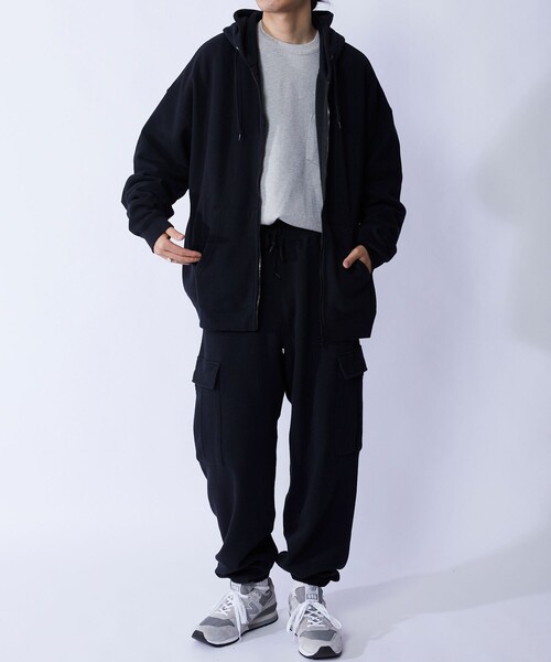 FREAK'S STORE(フリークスストア)の「WEB限定 バルーンシルエット スウェットカーゴパンツ/裏起毛/セットアップ対応(カーゴパンツ・メンズ・ブラック/オリーブ/杢グレー・SMALL/MEDIUM/LARGE)」の10枚目の写真