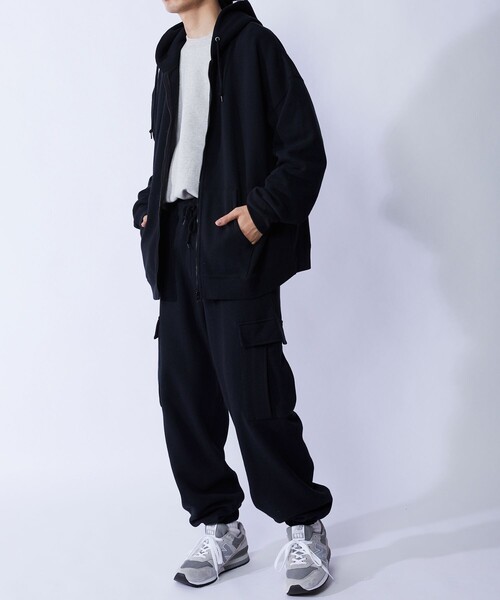 FREAK'S STORE(フリークスストア)の「WEB限定 バルーンシルエット スウェットカーゴパンツ/裏起毛/セットアップ対応(カーゴパンツ・メンズ・ブラック/オリーブ/杢グレー・SMALL/MEDIUM/LARGE)」の6枚目の写真