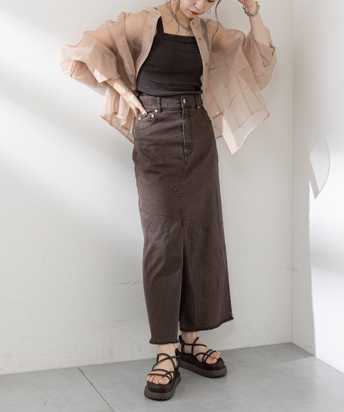 Chico（チコ）の「【新色追加】ボーダースクエアタンク（タンクトップ・レディース・ブラウン/ホワイト/グリーン・FREE）」の5枚目の写真