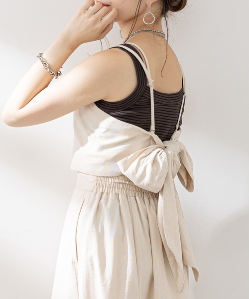 Chico（チコ）の「【新色追加】ボーダースクエアタンク（タンクトップ・レディース・ブラウン/ホワイト/グリーン・FREE）」の10枚目の写真