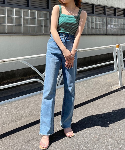 Chico（チコ）の「【新色追加】ボーダースクエアタンク（タンクトップ・レディース・ブラウン/ホワイト/グリーン・FREE）」の14枚目の写真