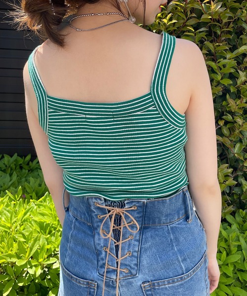 Chico（チコ）の「【新色追加】ボーダースクエアタンク（タンクトップ・レディース・ブラウン/ホワイト/グリーン・FREE）」の20枚目の写真