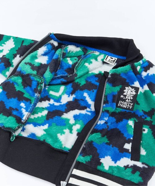 PARTY PARTY（パーティーパーティー）の「/デジカモファーフリース set up（カーディガン/ボレロ・キッズ・ブルー・100/110/90/80）」の5枚目の写真