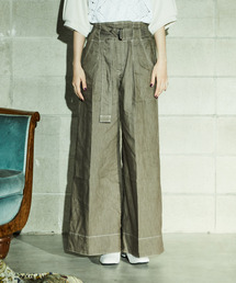 デニムベルト付バギーパンツ