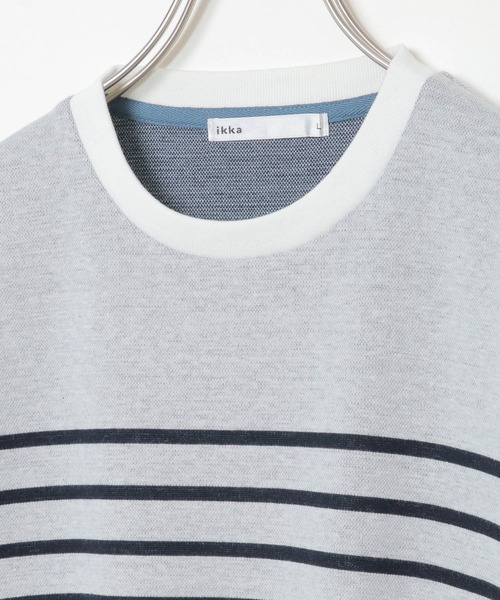 ikka（イッカ）の「WジャガードボーダーロンT（Tシャツ/カットソー・メンズ・ホワイト/ブラック/ネイビー/オリーブ・S/M/L/XL）」の6枚目の写真