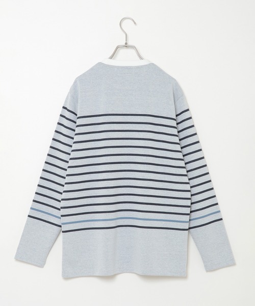 ikka（イッカ）の「WジャガードボーダーロンT（Tシャツ/カットソー・メンズ・ホワイト/ブラック/ネイビー/オリーブ・S/M/L/XL）」の9枚目の写真