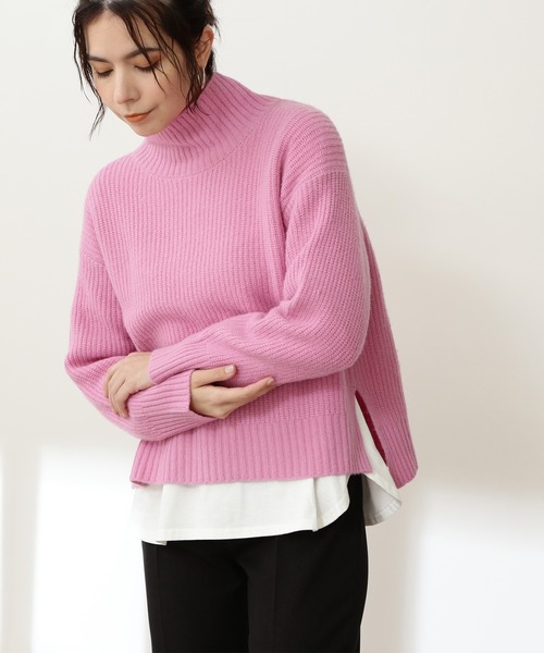 N.(N. Natural Beauty Basic)(エヌエヌナチュラルビューティーベーシック)の「◆ウォッシャブルフォックス混ハイネックニット(ニット/セーター・レディース・ネイビー/アイボリー/モカ/ピンク・MEDIUM)」の4枚目の写真