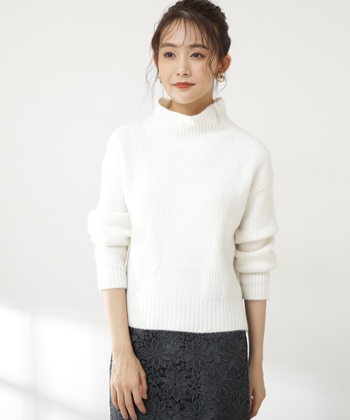 N.(N. Natural Beauty Basic)(エヌエヌナチュラルビューティーベーシック)の「◆ウォッシャブルフォックス混ハイネックニット(ニット/セーター・レディース・ネイビー/アイボリー/モカ/ピンク・MEDIUM)」の5枚目の写真