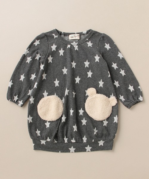 Love&Peace&Money(ラブアンドピースアンドマネー)の「星柄ジャカードワンピース(ワンピース・キッズ・チャコール/ライトグレー・100cm/110cm/120cm/80cm/90cm)」の2枚目の写真