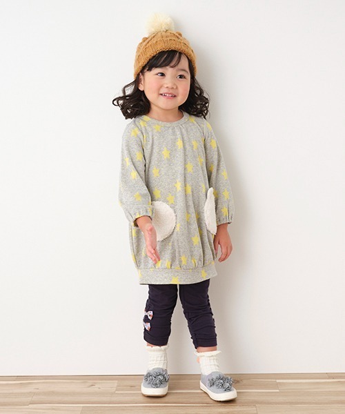 Love&Peace&Money(ラブアンドピースアンドマネー)の「星柄ジャカードワンピース(ワンピース・キッズ・チャコール/ライトグレー・100cm/110cm/120cm/80cm/90cm)」の14枚目の写真
