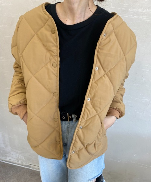 CLEA（クレア）の「ノーカラーダウンジャケット（ダウンジャケット/コート・レディース・ベージュ/アイボリー・FREE）」の8枚目の写真