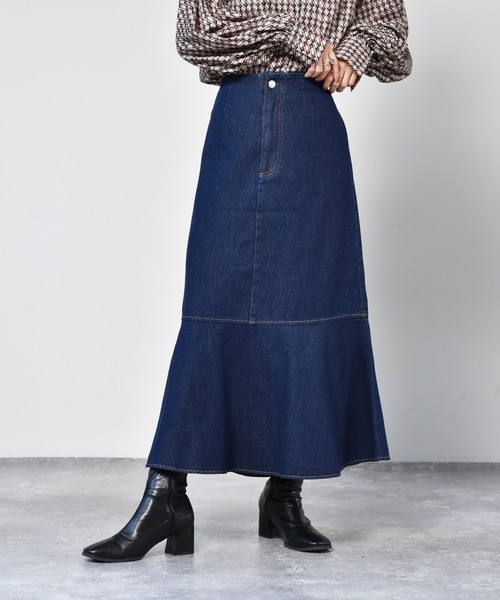 RETRO GIRL（レトロガール）の「起毛マーメイドスカート（スカート・レディース・ライトベージュ/マスタード/ブラック/ライトグリーン/インディゴブルー/ダークブラウン・FREE）」の6枚目の写真