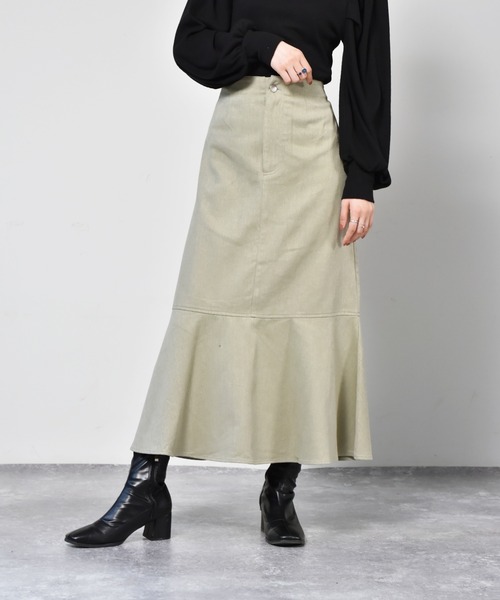 RETRO GIRL（レトロガール）の「起毛マーメイドスカート（スカート・レディース・ライトベージュ/マスタード/ブラック/ライトグリーン/インディゴブルー/ダークブラウン・FREE）」の5枚目の写真