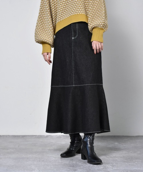 RETRO GIRL（レトロガール）の「起毛マーメイドスカート（スカート・レディース・ライトベージュ/マスタード/ブラック/ライトグリーン/インディゴブルー/ダークブラウン・FREE）」の2枚目の写真