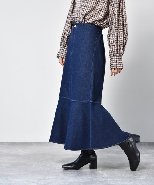 RETRO GIRL（レトロガール）の「起毛マーメイドスカート（スカート・レディース・ライトベージュ/マスタード/ブラック/ライトグリーン/インディゴブルー/ダークブラウン・FREE）」の17枚目の写真